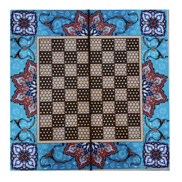 Persian Inlaid Wooden Marquetry Chess Board with Traditional Design
