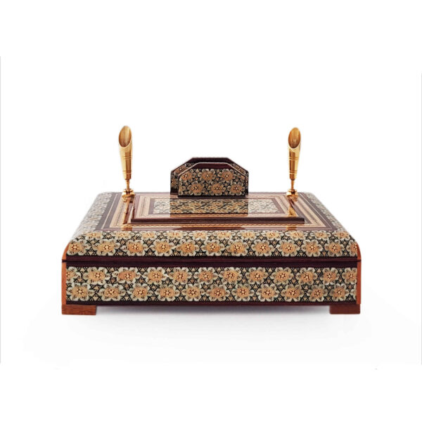 Timeless Style – Handcrafted Persian Desk Holder with Khatam Inlay