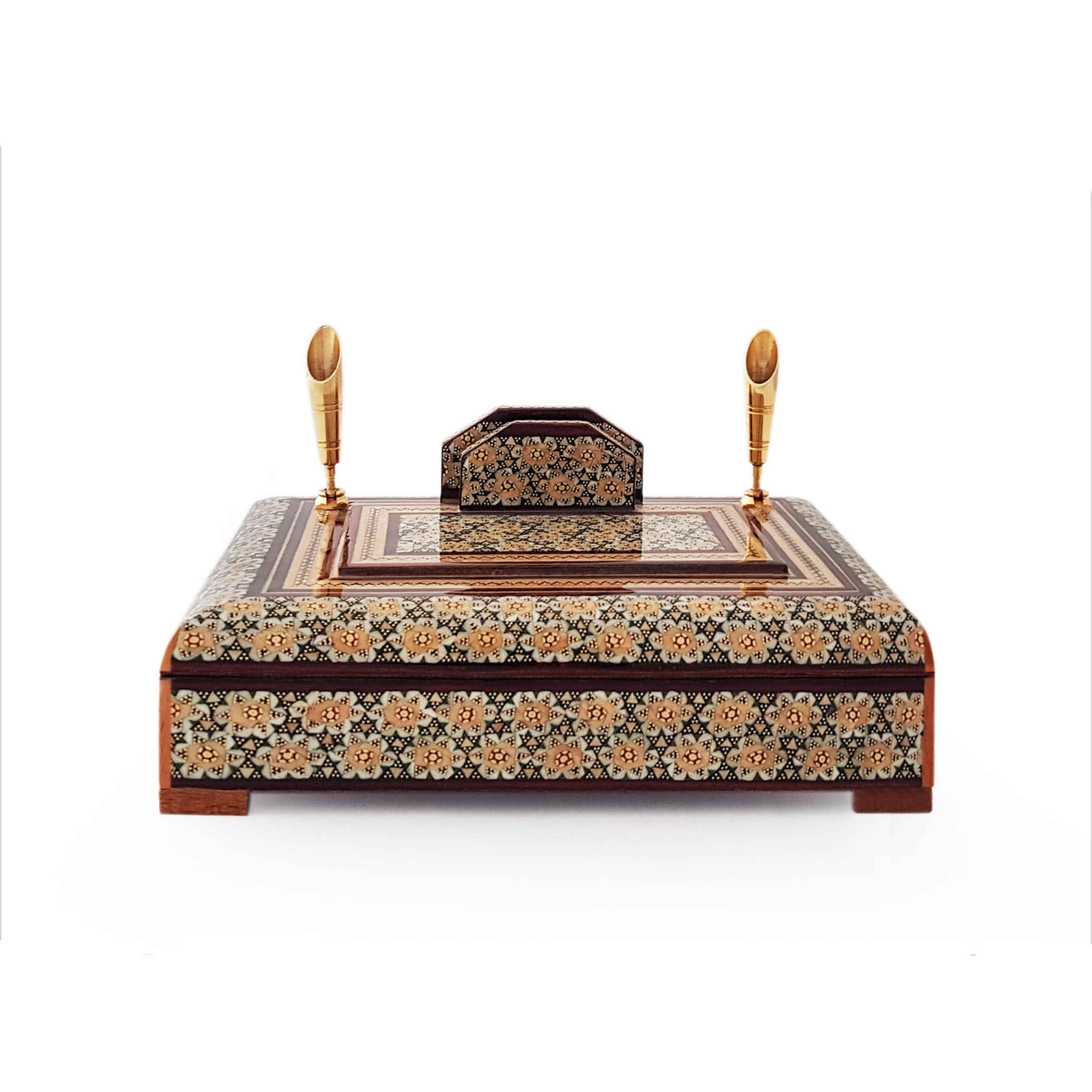 Handcrafted Persian Wooden Pen Holder for Desk - Elegance Khatamkari Art