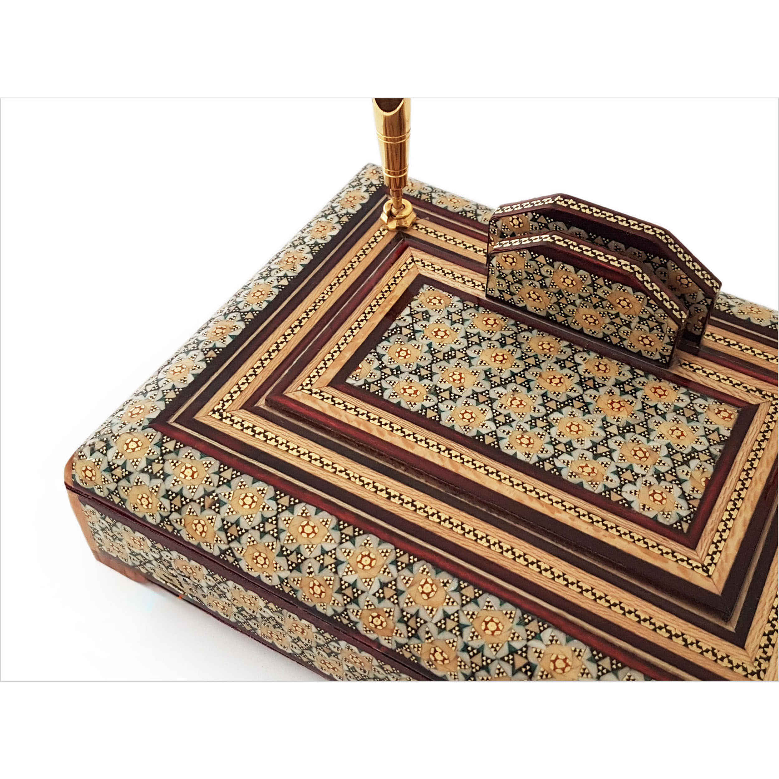 Timeless Style – Handcrafted Persian Desk Holder with Khatam Inlay