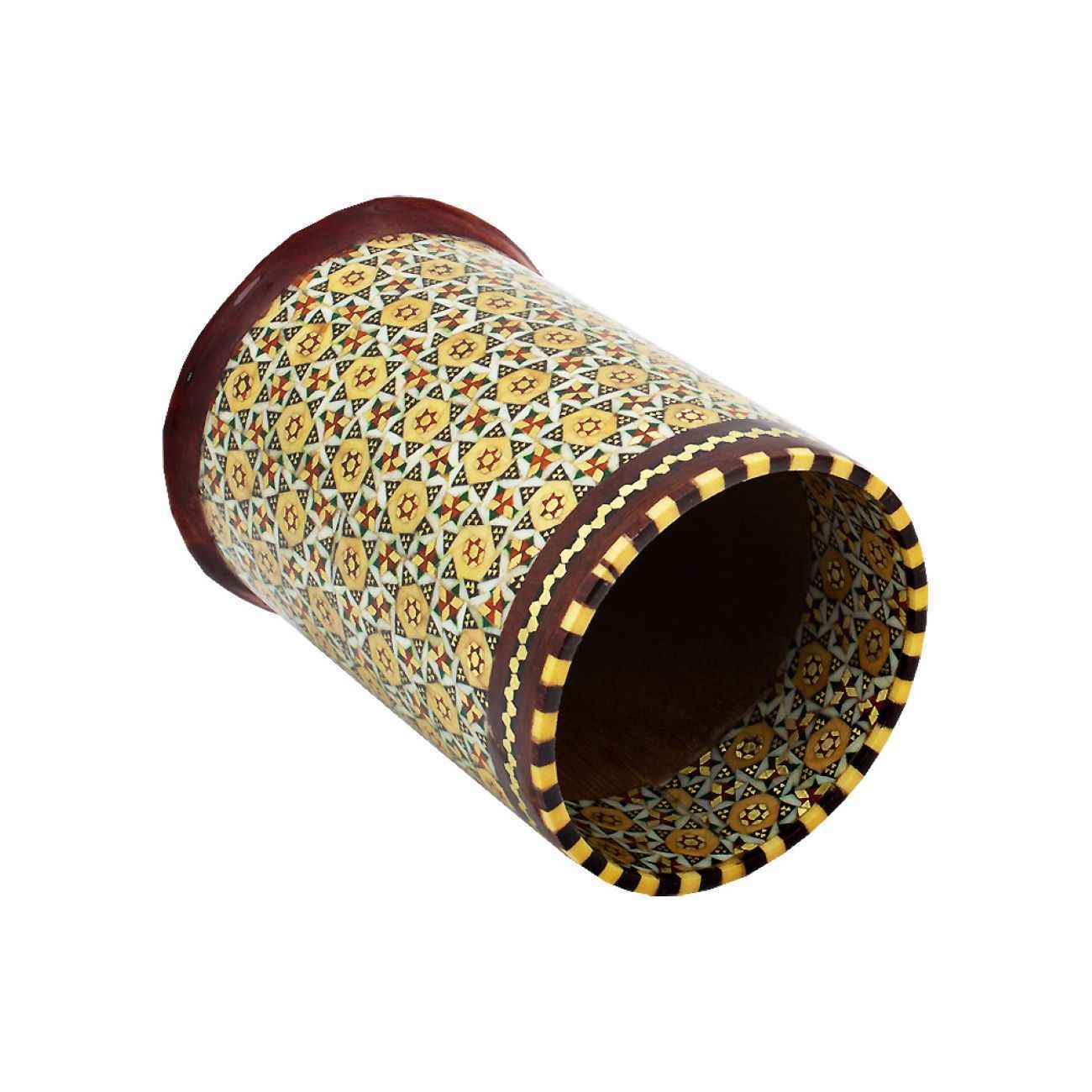 Persian Wooden Pen Holder Handcrafted with Khatam Kari for Desk