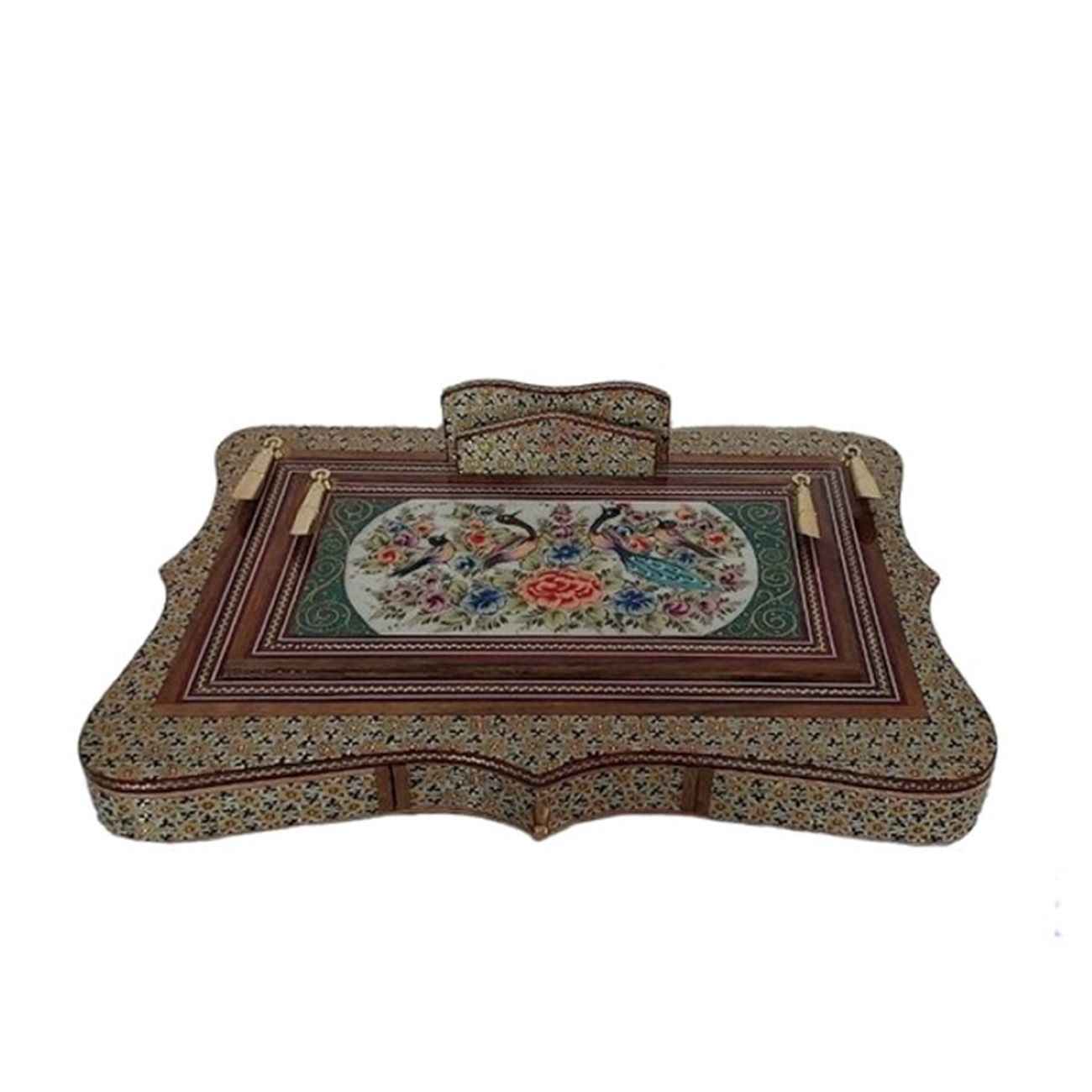 Handcrafted Persian Wooden Pen Holder for Desk - Elegance Khatamkari Art, Floral Design