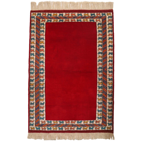 Persian Wool Carpet Hand-Knotted in Khorasan Animal Motifs
