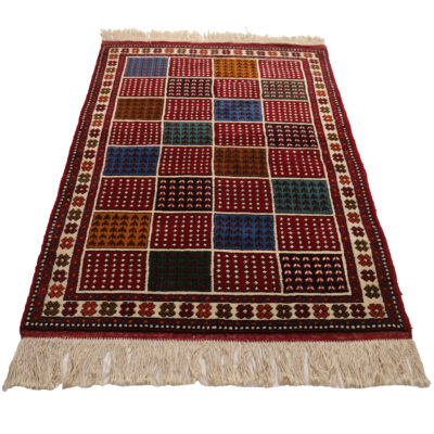 Persian Wool Carpet Original Hand-Knotted in Khorasan Checkered