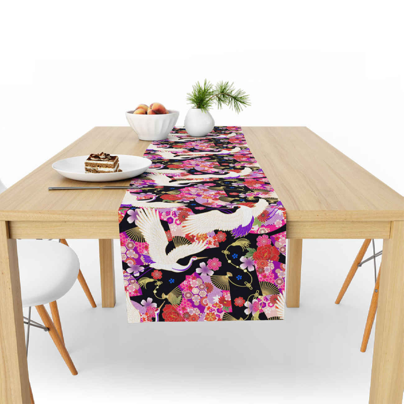 Printed Table Runner with Velvet Floral