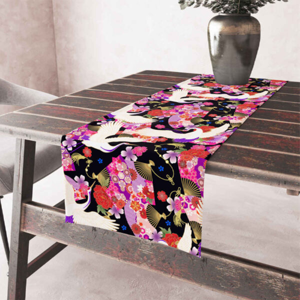 Printed Table Runner with Velvet Floral