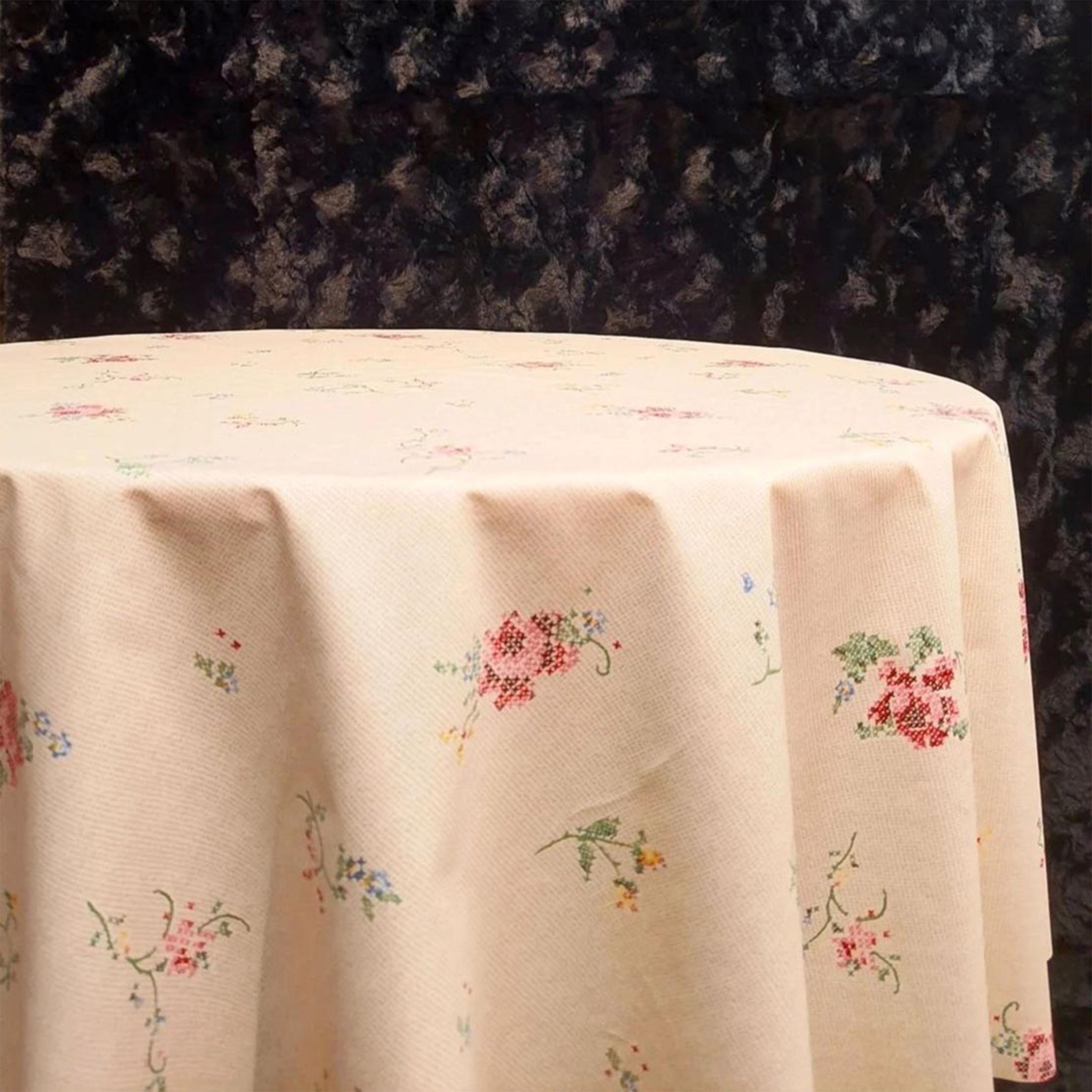 Printed Tablecloth with Cotton Round Floral