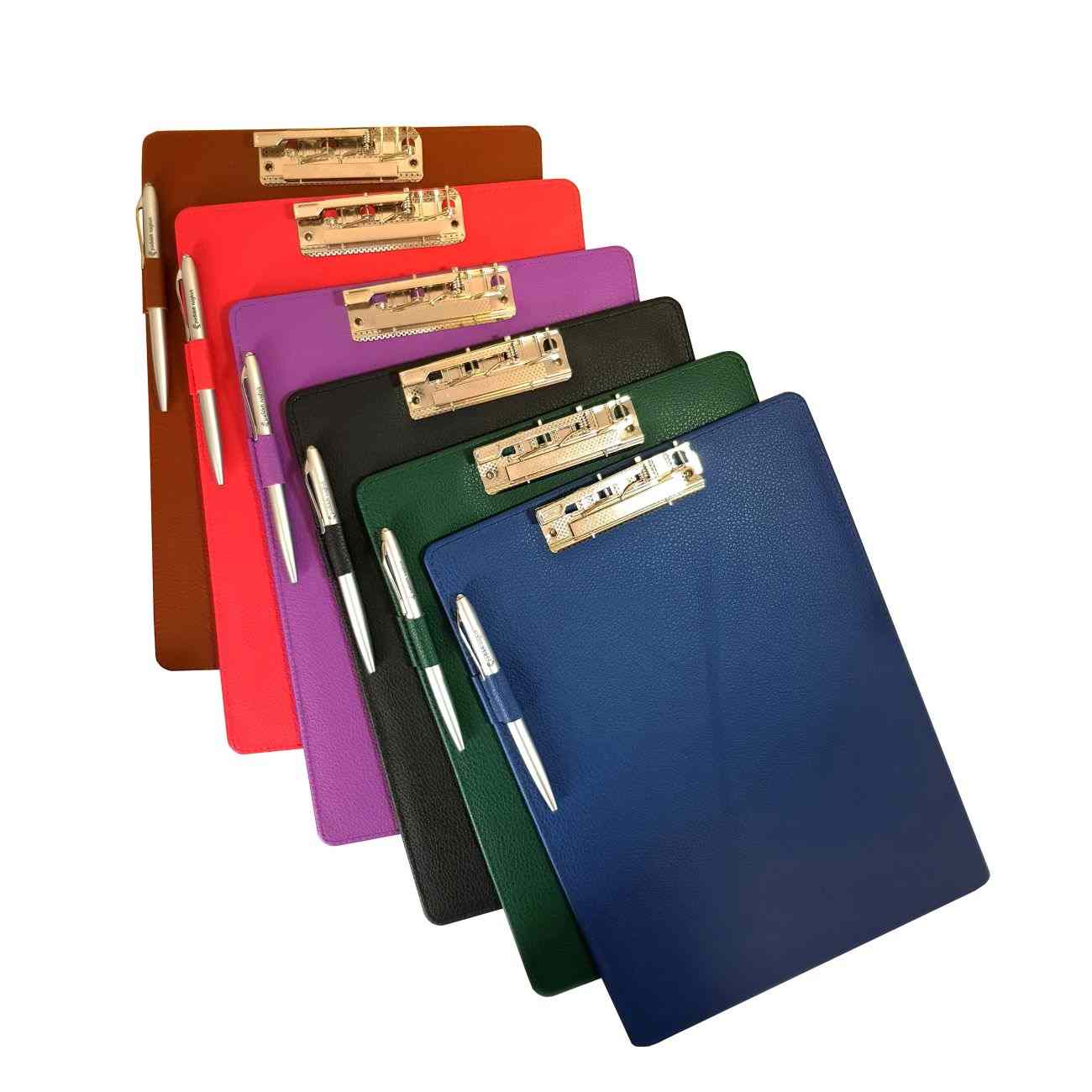 Leather Clipboard with Navy Blue Pen