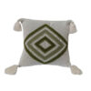 Punch Needle Cushion Cover - Embroidered Geometric Green Design