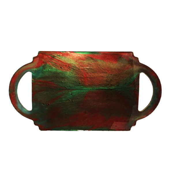 Resin Serving Tray Hand Painted with Handles Abstract