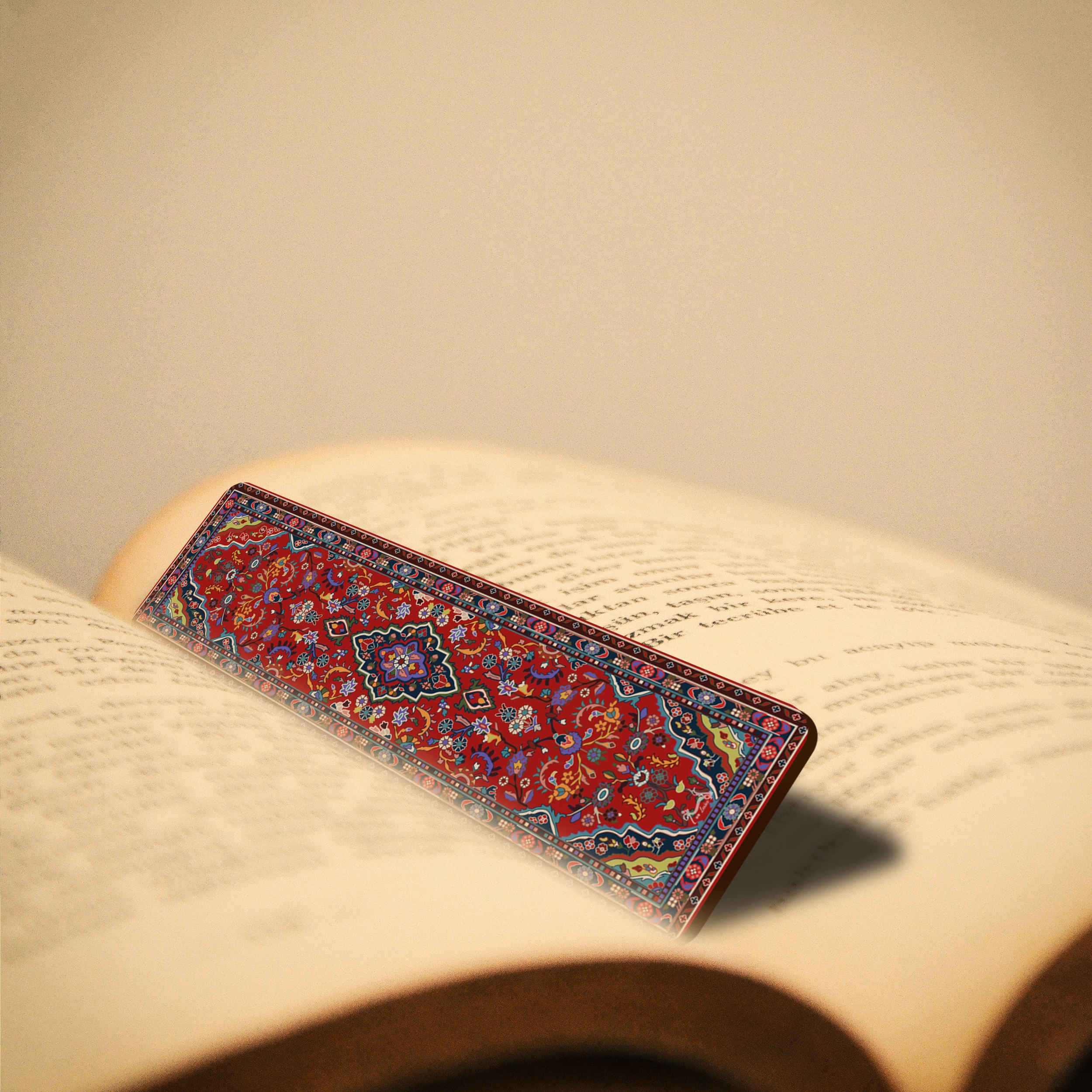Artistic Persian Inspired Wooden Bookmark with Carpet Design