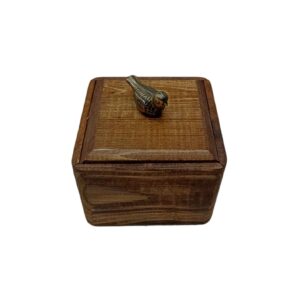 Handcrafted Wooden Sugar Bowl with Lid – Rustic Style and Bird Design