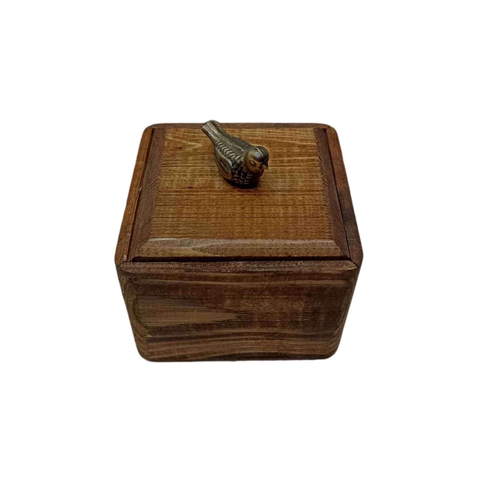 Handcrafted Wooden Sugar Bowl with Lid - Rustic Style and Bird Design
