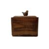 Handcrafted Wooden Sugar Bowl with Lid - Rustic Style and Bird Design