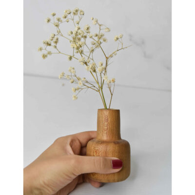 Handcrafted Wooden Mini Flower Vase Made from Natural Solid Wood for Home Decor