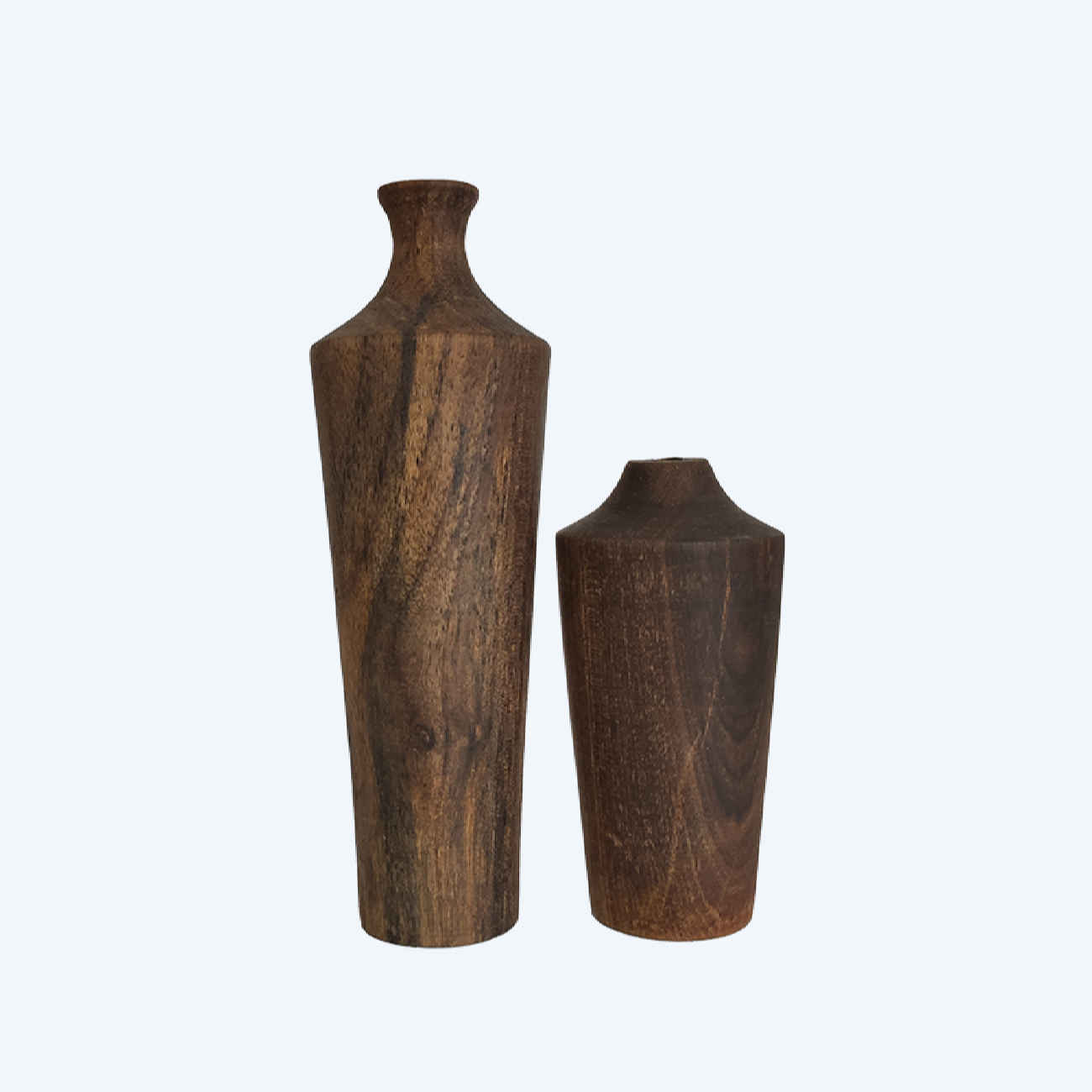 Handcrafted Decorative Wooden Vases Made from Natural Solid Wood - Set of 2