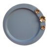 Serving Metal Tray with Steel Golden Flower Design
