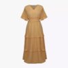 Short Sleeve Tiered Dress for Women with V Neckline