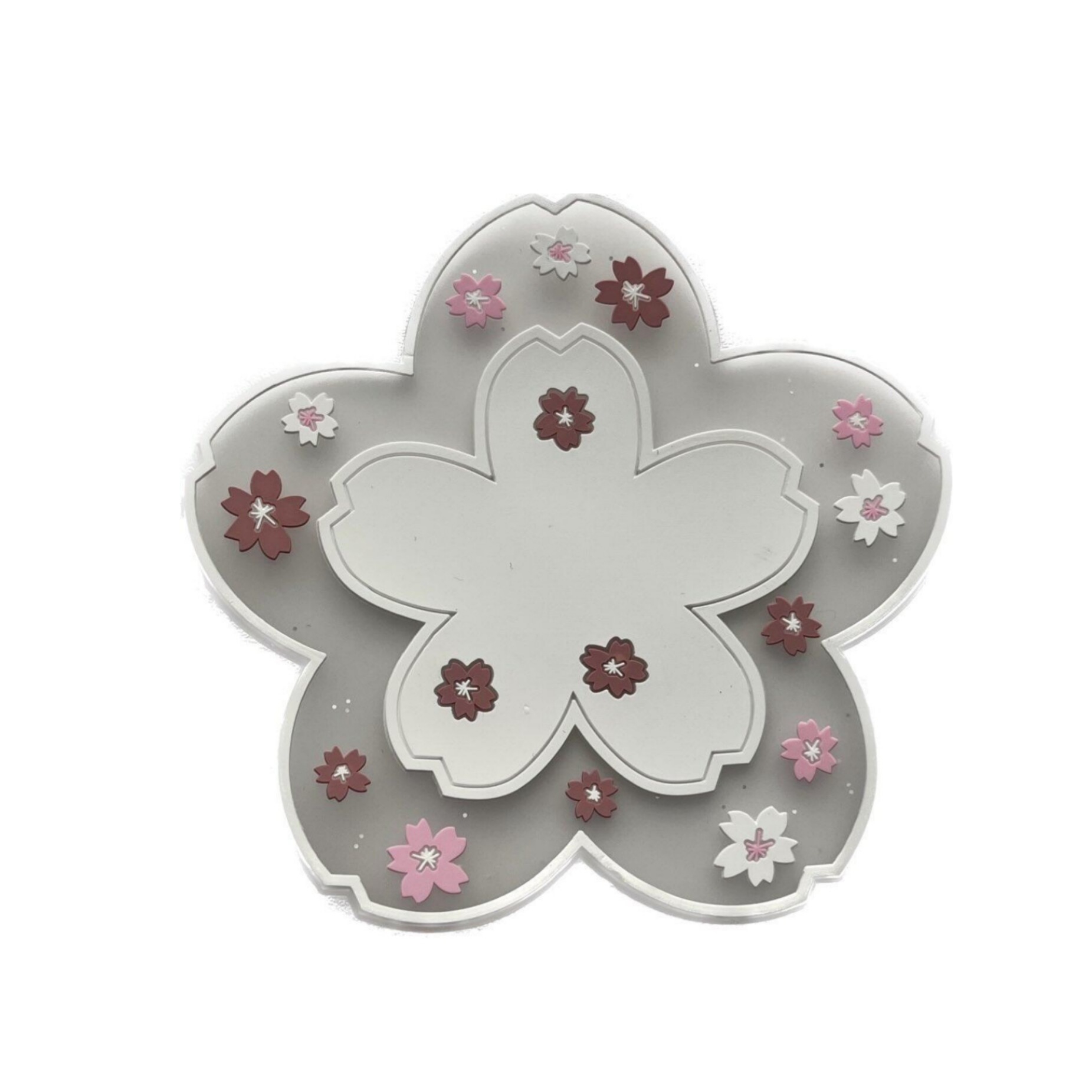 Silicone Drink Coaster with Flower Design Pink 3 Pcs