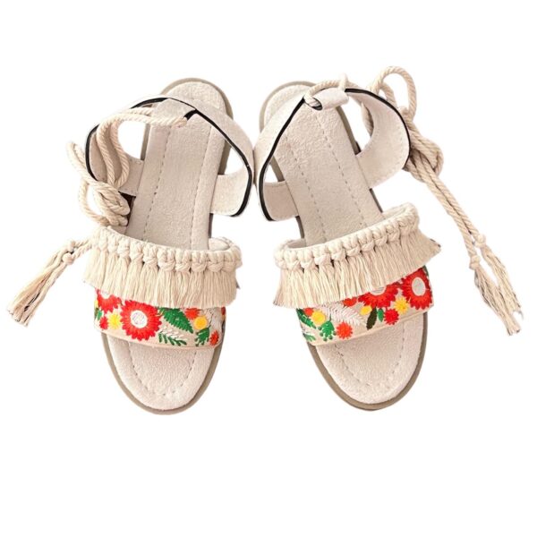 Slingback Flat Sandals Hand-embroidered Boho Design