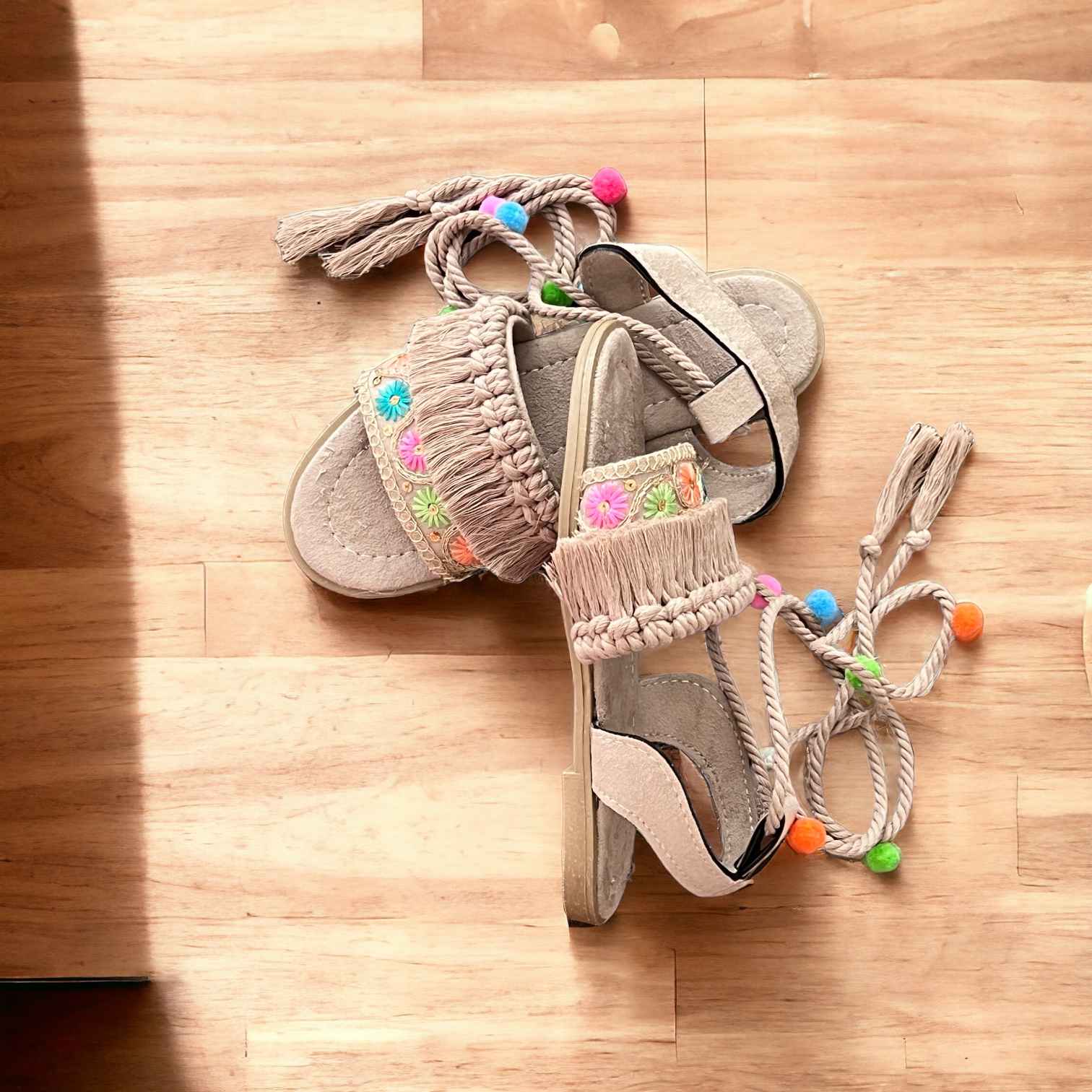 Slingback Flat Sandals Handcrafted with Boho Design