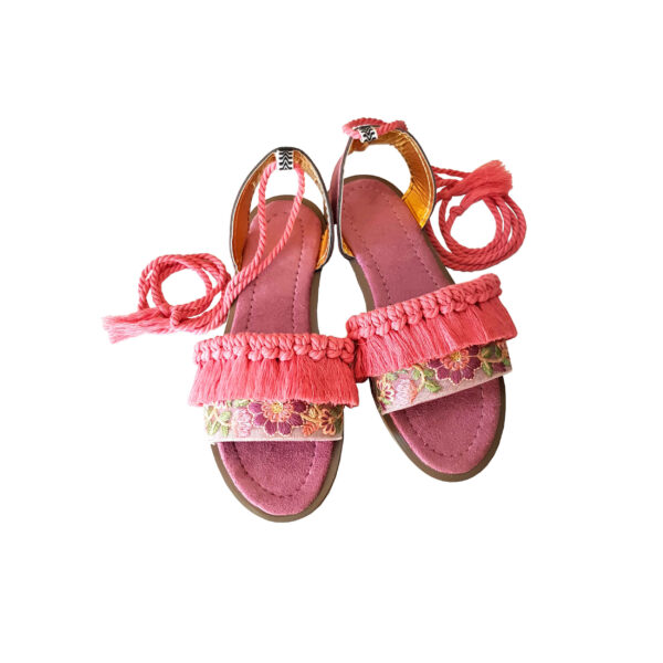 Sling Back Flat Sandals with Boho Design Handcrafted
