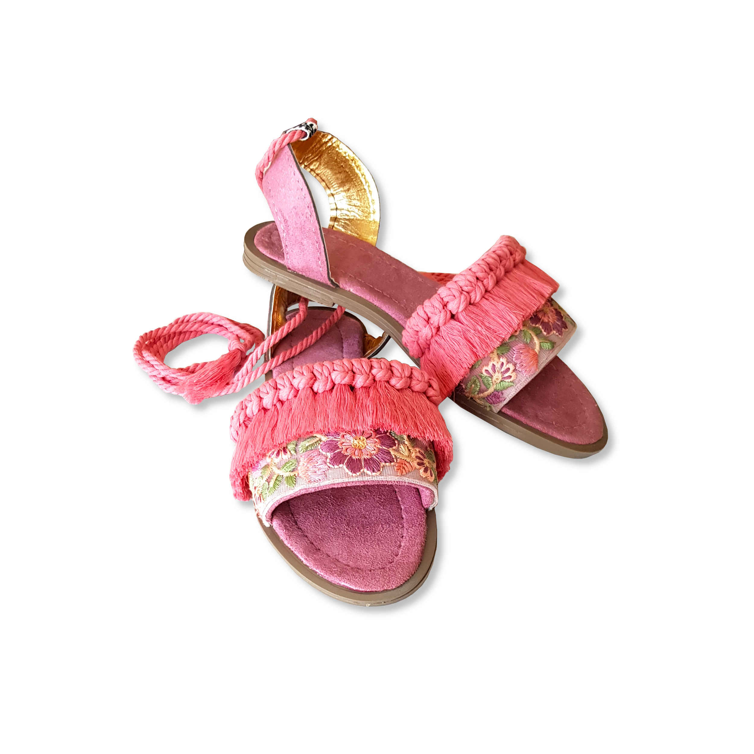 Sling Back Flat Sandals with Boho Design Handcrafted
