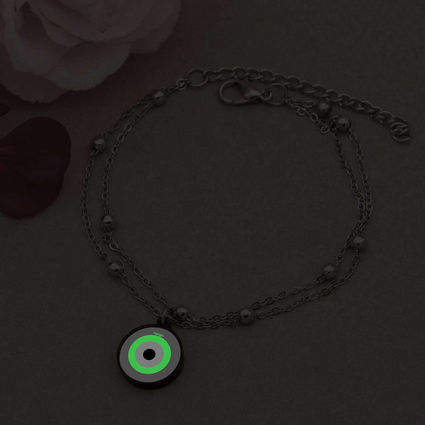 Steel Cheshm Nazar Layered Anklet Model Phosphorescent