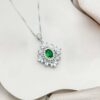 Sterling Silver Royal Emerald Necklace with 3A Zirconia Gemstone