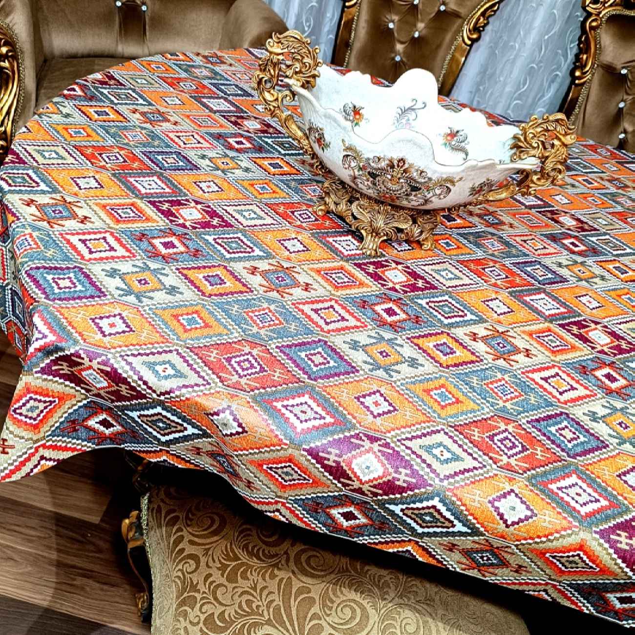 Tablecloth Inspired by Persian Kilim with PVC Fabric