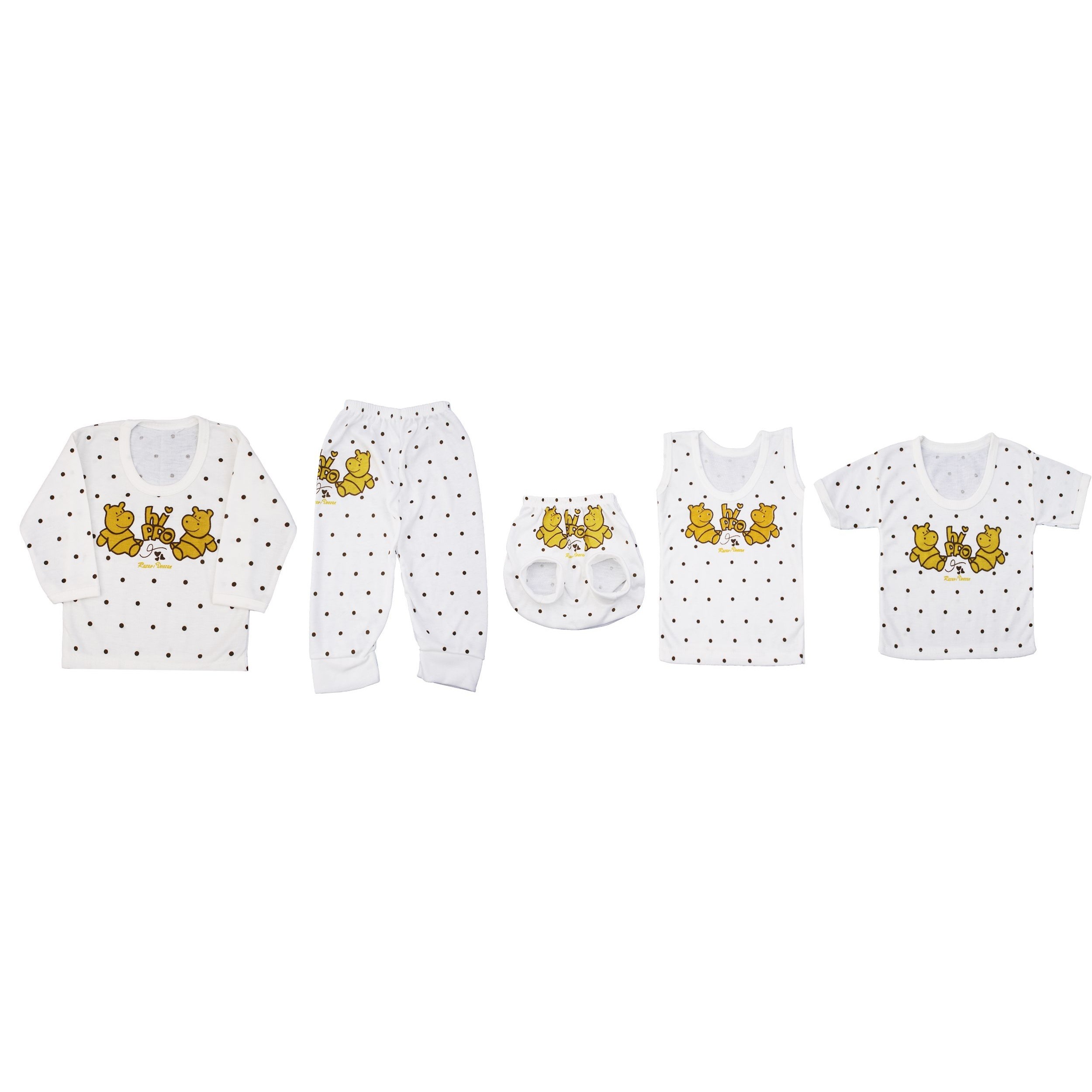 Unisex Baby Clothing Set with Hippo Design 5 Pieces