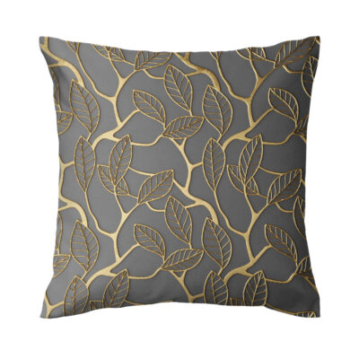 Velvet Cushion Cover – Printed Leaves Design (Set of 2)