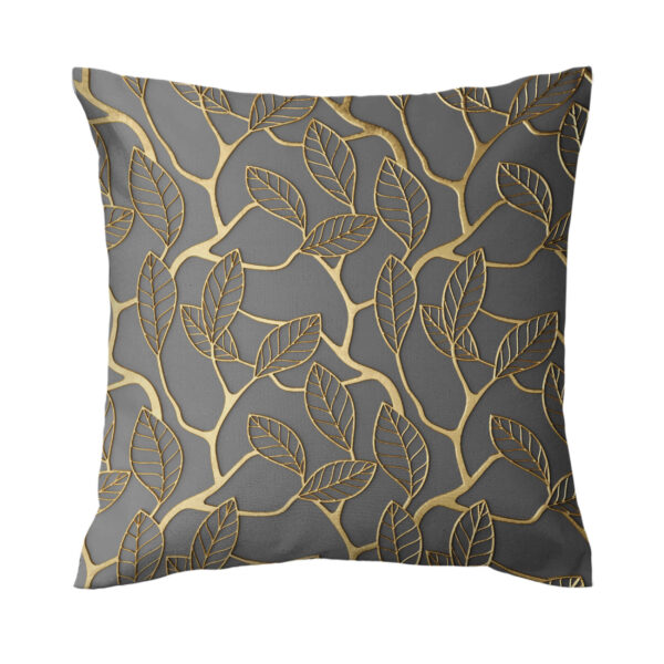 Velvet Cushion Cover - Printed Leaves Design (Set of 2)