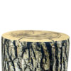 Round Velvet Footstool with Tree Trunk design & Wooden Legs