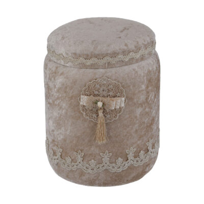 Velvet Waste Basket & Tissue Box Cover Set with Tassel