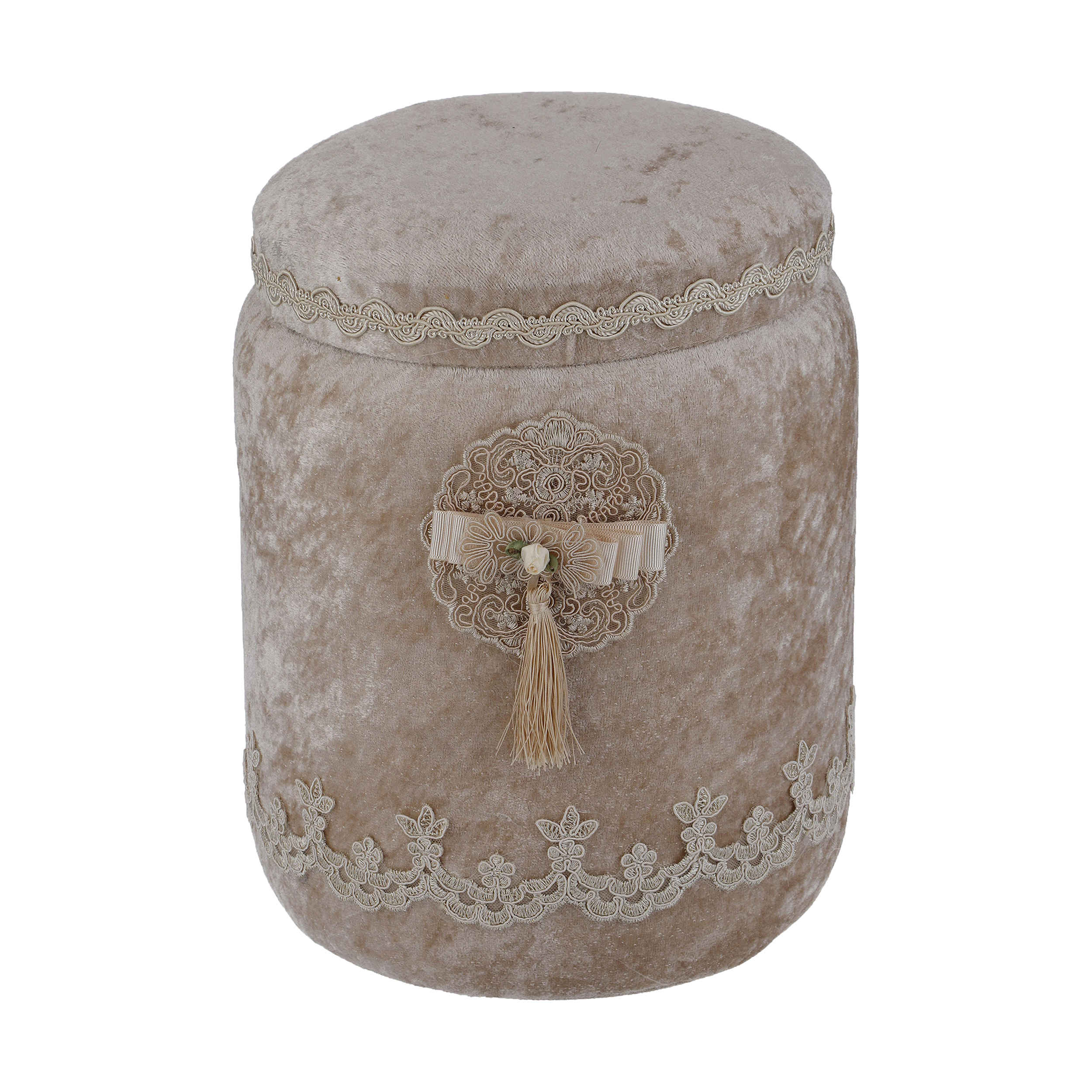 Velvet Waste Basket & Tissue Box Cover Set with Tassel