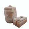 Velvet Waste Basket & Tissue Box Cover Set with Tassel