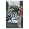 Original Realism Painting - Watercolor on Cardboard, Tehran Street by Bijan Ghahramani