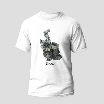 White T-Shirt Inspired by Iran Map & History for Men