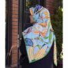 Women's Cotton Scarf - Blue Floral Design
