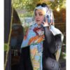 Women's Cotton Scarf - Blue Floral Design
