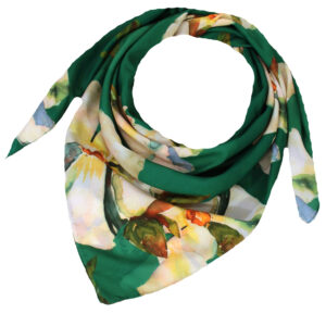 Cotton Scarf for Women – Green Floral Design