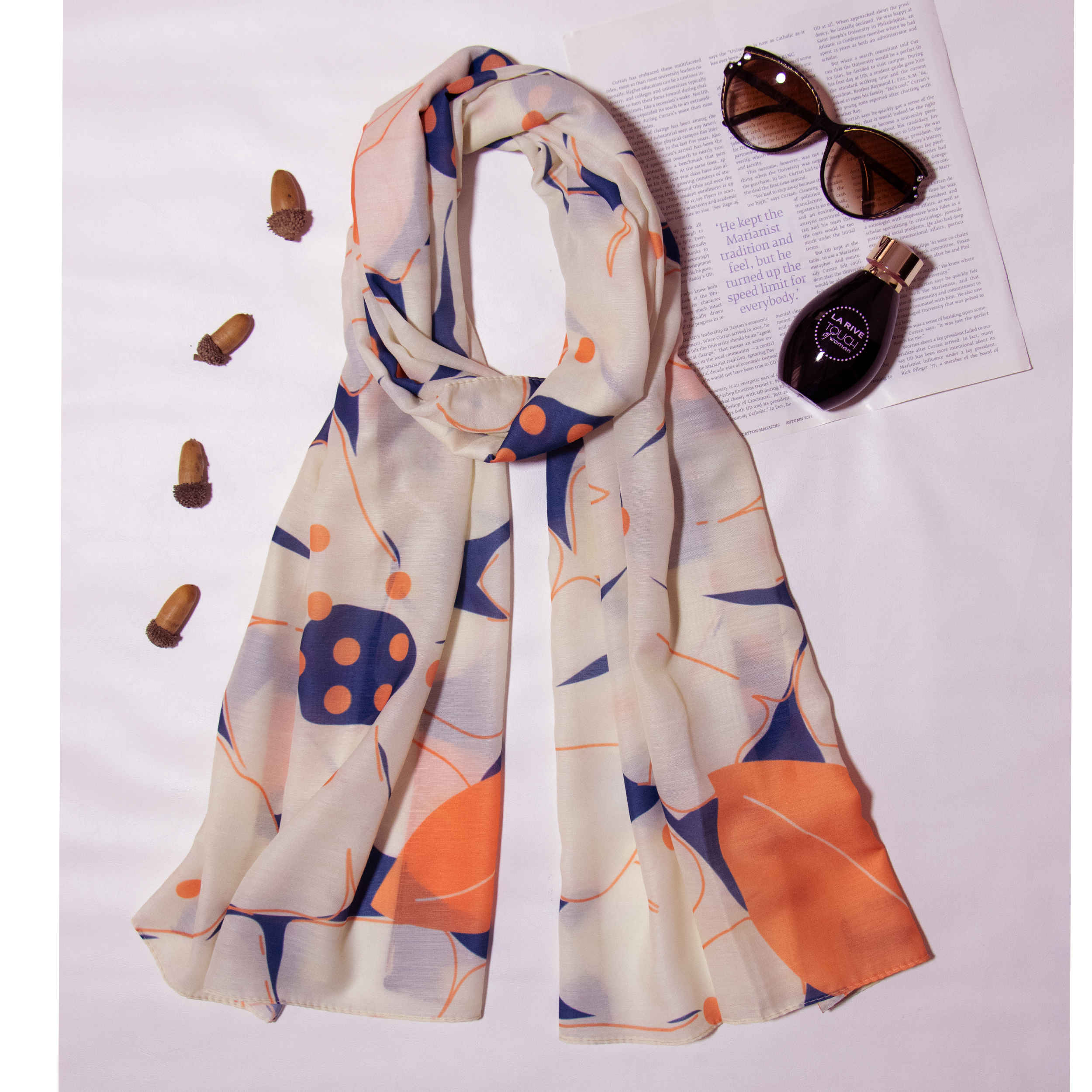 Women’s Shawl with Silk Watercolor Print Design