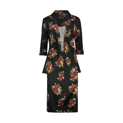 Women’s Skirt Suit Set Two Piece with Floral Design