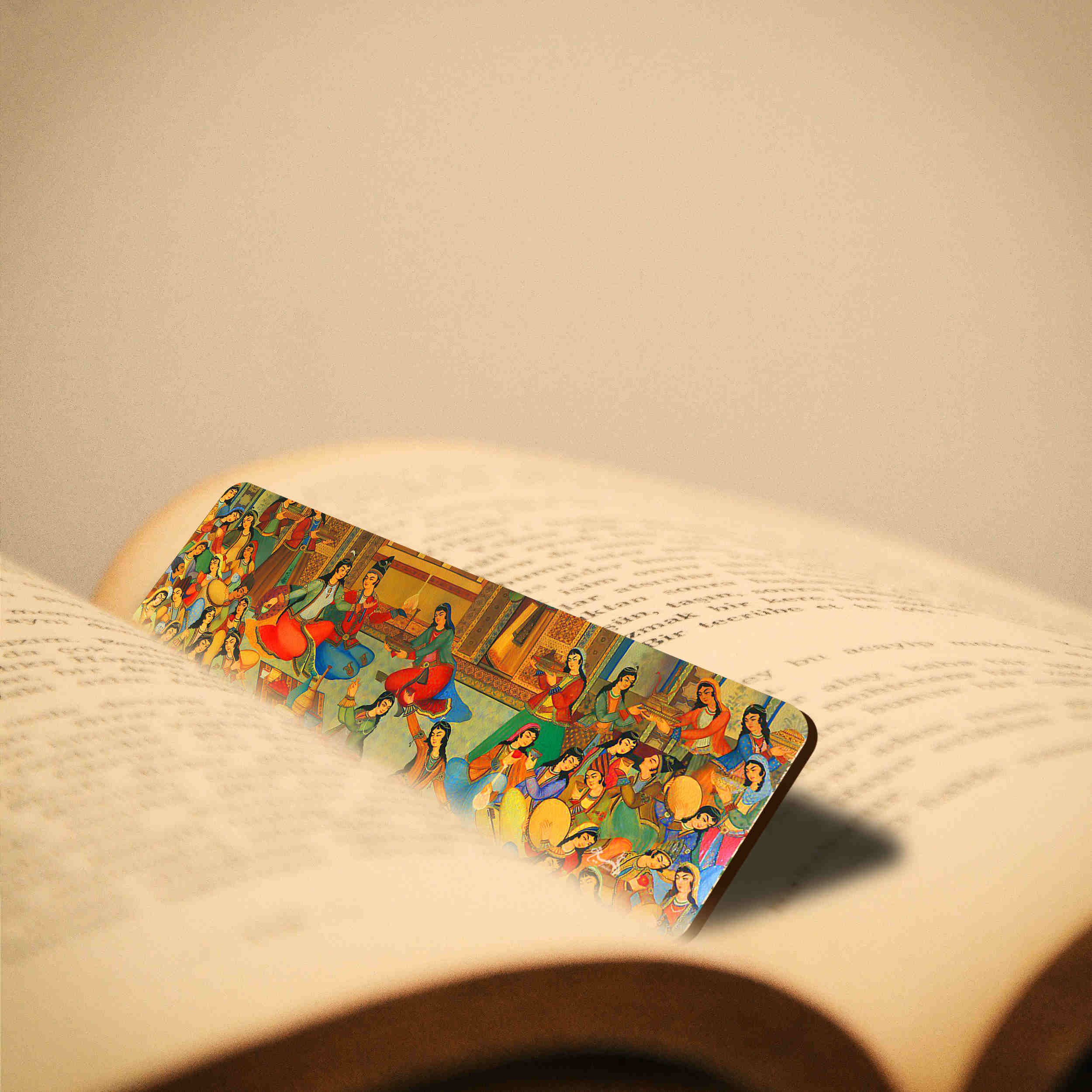 Artistic Persian Inspired Wooden Bookmark Dancing Party - ShopiPersia