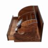 Wooden Office Desk Organizer with Built-in Clock