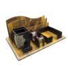 Wooden Office Desk Organizer with Geometric Design