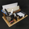 Wooden Office Desk Organizer with Geometric Design