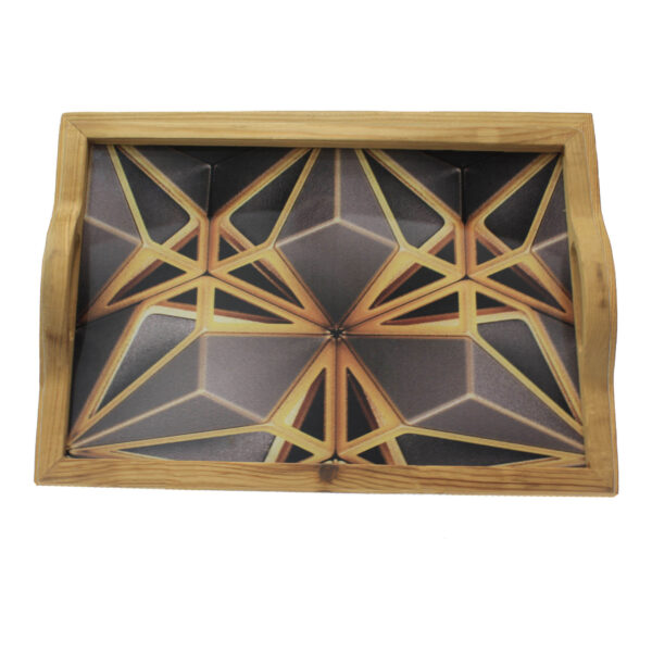 Serving Tray with Geometric Wooden Design – Functional & Artistic