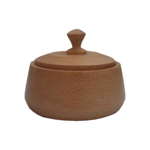 Handcrafted Wooden Sugar Bowl with Lid – Rustic Style